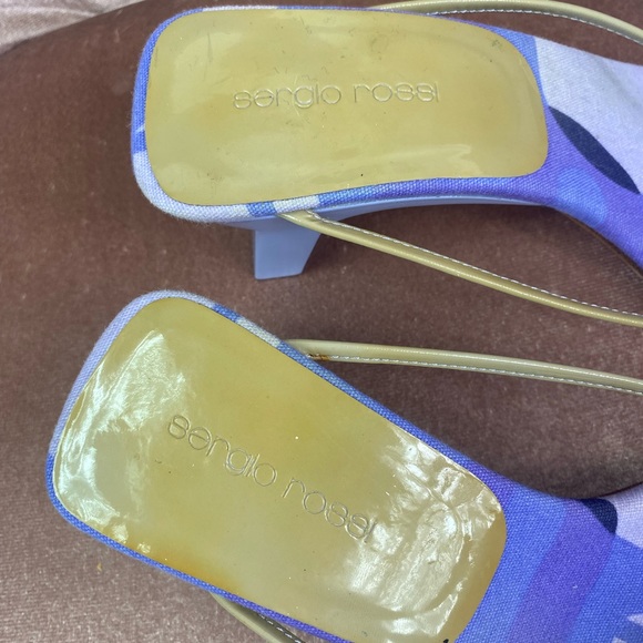 Sergio Rossi Vintage Y2K Square Toe Blue Strappy Heeled Sandals- Size 36.5 - Picture 4 of 12